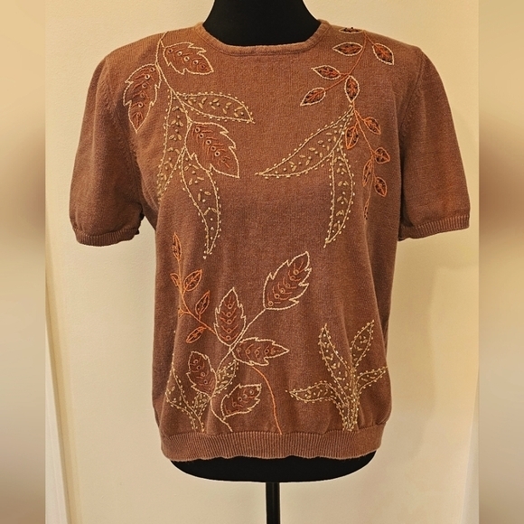 Alfred Dunner Embroidered Knit Top - Women's Medium - Picture 1 of 5